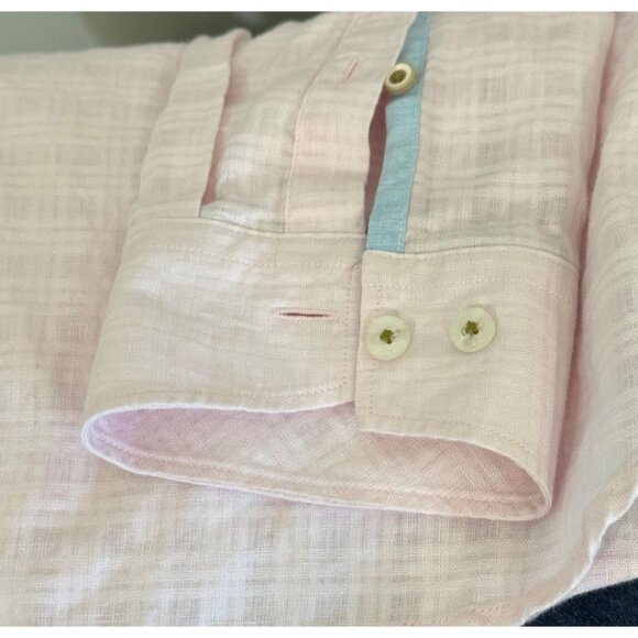 Tommy Bahama Mens Pink Relaxed Linen Long-Sleeve Button-Up Shirt Size Medium - Picture 11 of 13